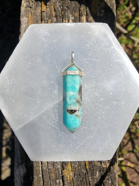 Amazonite Large | Sterling Silver Double Terminated Point Pendant