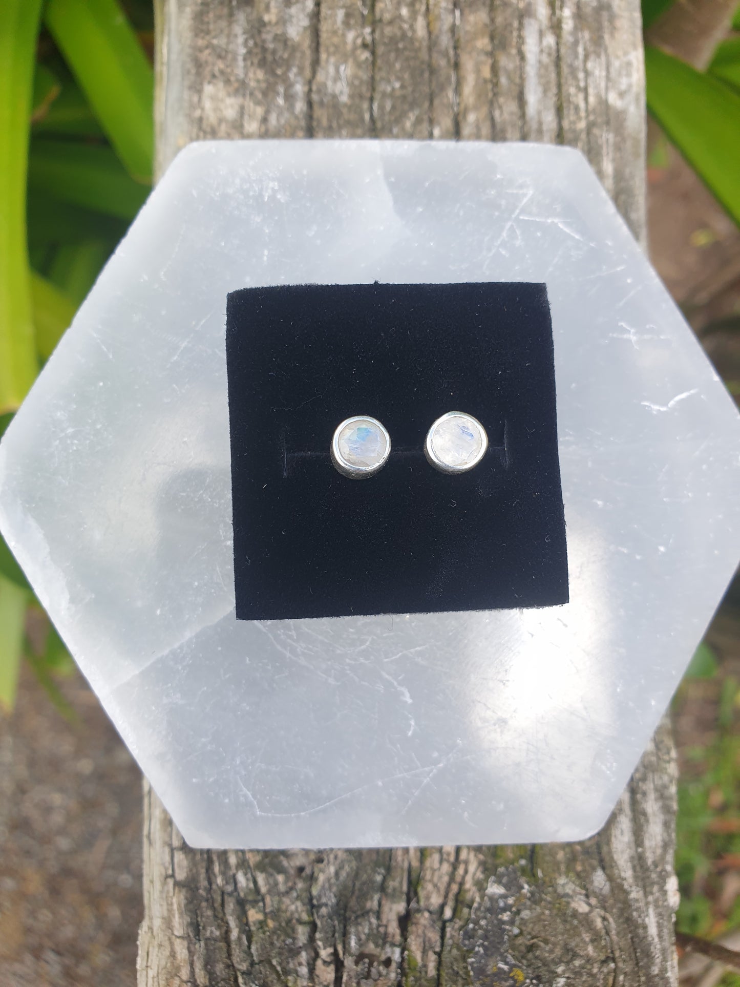 Rainbow Moonstone | Faceted Sterling Silver Stud Earrings 5mm