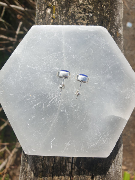 Lapis Lazuli | Polished Sterling Silver Stud Earrings Oval 10mm
