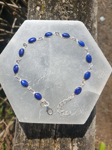 Lapis Lazuli  | Polished Sterling Silver Adjustable Bracelet