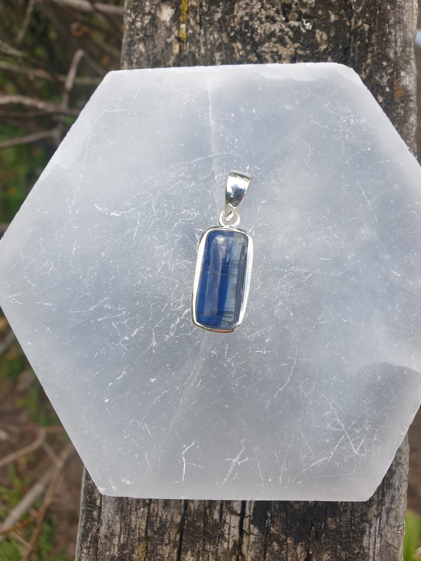 Blue Kyanite | Polished Sterling Silver Pendant H