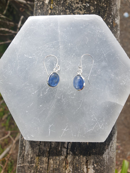 Blue Kyanite | Polished Sterling Silver Earrings A