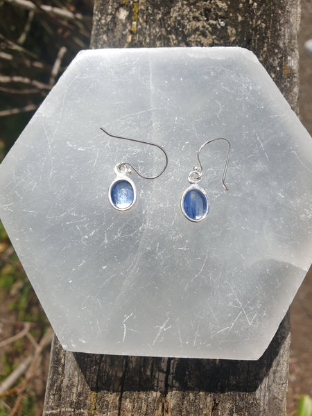 Blue Kyanite | Polished Sterling Silver Earrings A