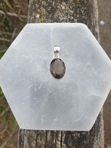 Smoky Quartz | Faceted Sterling Silver Pendant B
