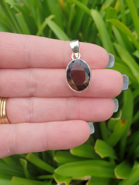 Smoky Quartz | Faceted Sterling Silver Pendant B
