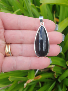 Black Obsidian | Polished Sterling Silver Pendant E