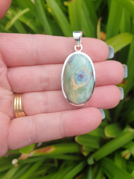Ruby & Fuchsite | Polished Sterling Silver Pendant A