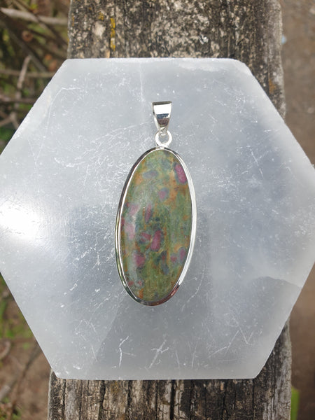 Ruby & Fuchsite | Polished Sterling Silver Pendant C
