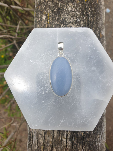 Angelite | Polished Sterling Silver Pendant A