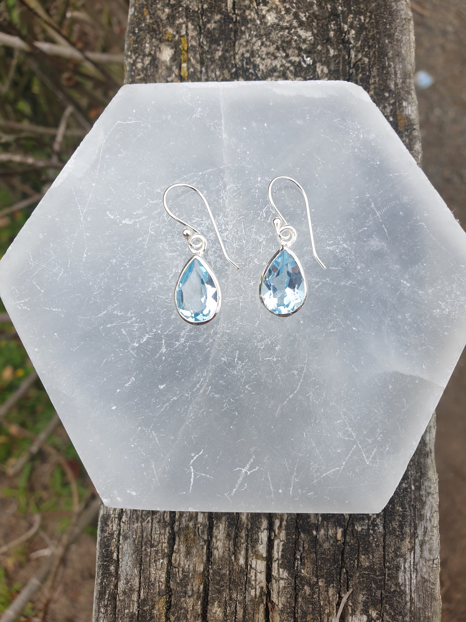 Blue Topaz | Faceted Sterling Silver Earrings A