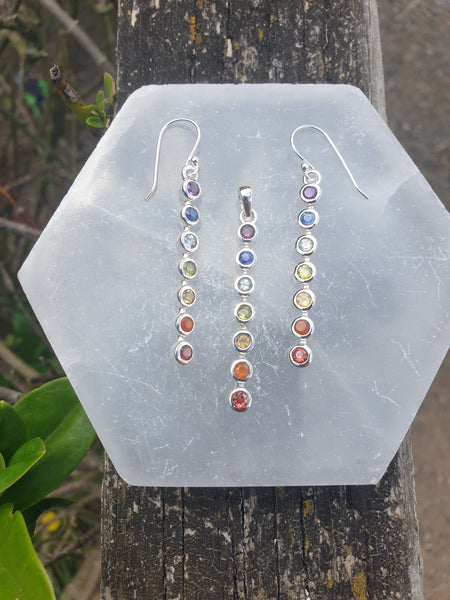 Chakra | Faceted Sterling Silver Earrings & Pendant Set