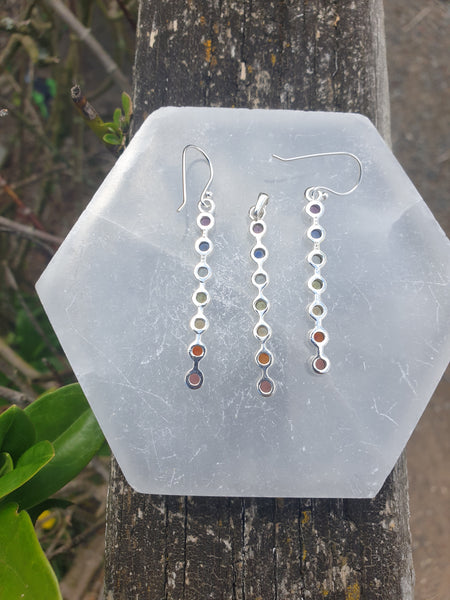 Chakra | Faceted Sterling Silver Earrings & Pendant Set