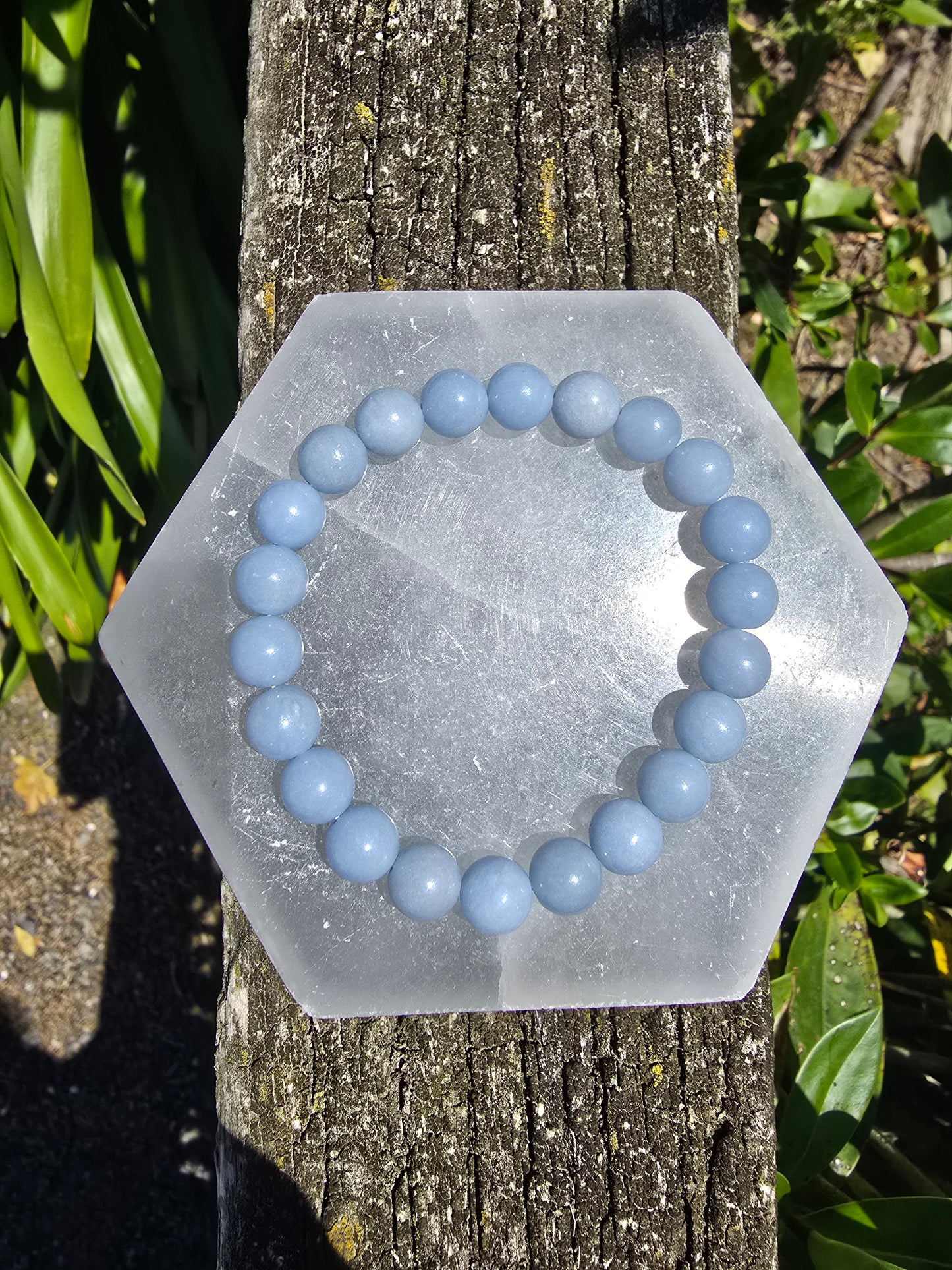 Angelite | Round Bead Bracelet 10 mm
