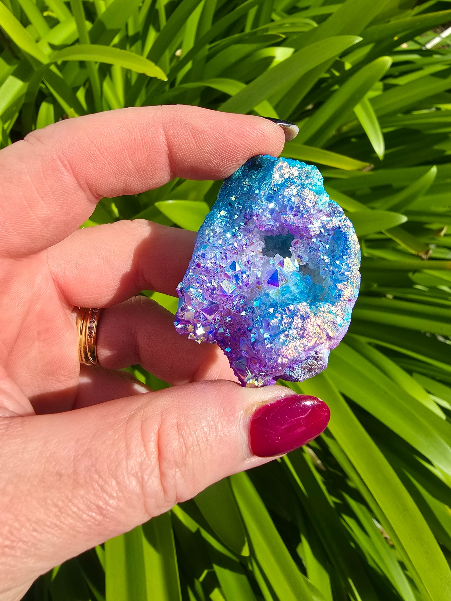 Purple & Blue Aura Quartz Cluster