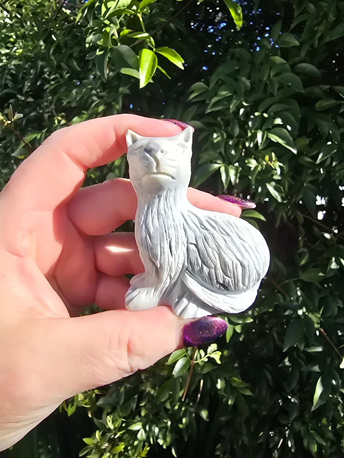 Soapstone White Cat Large