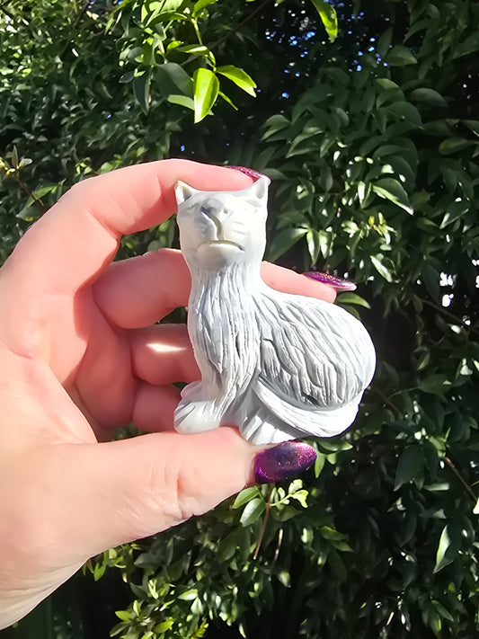 Soapstone White Cat Large