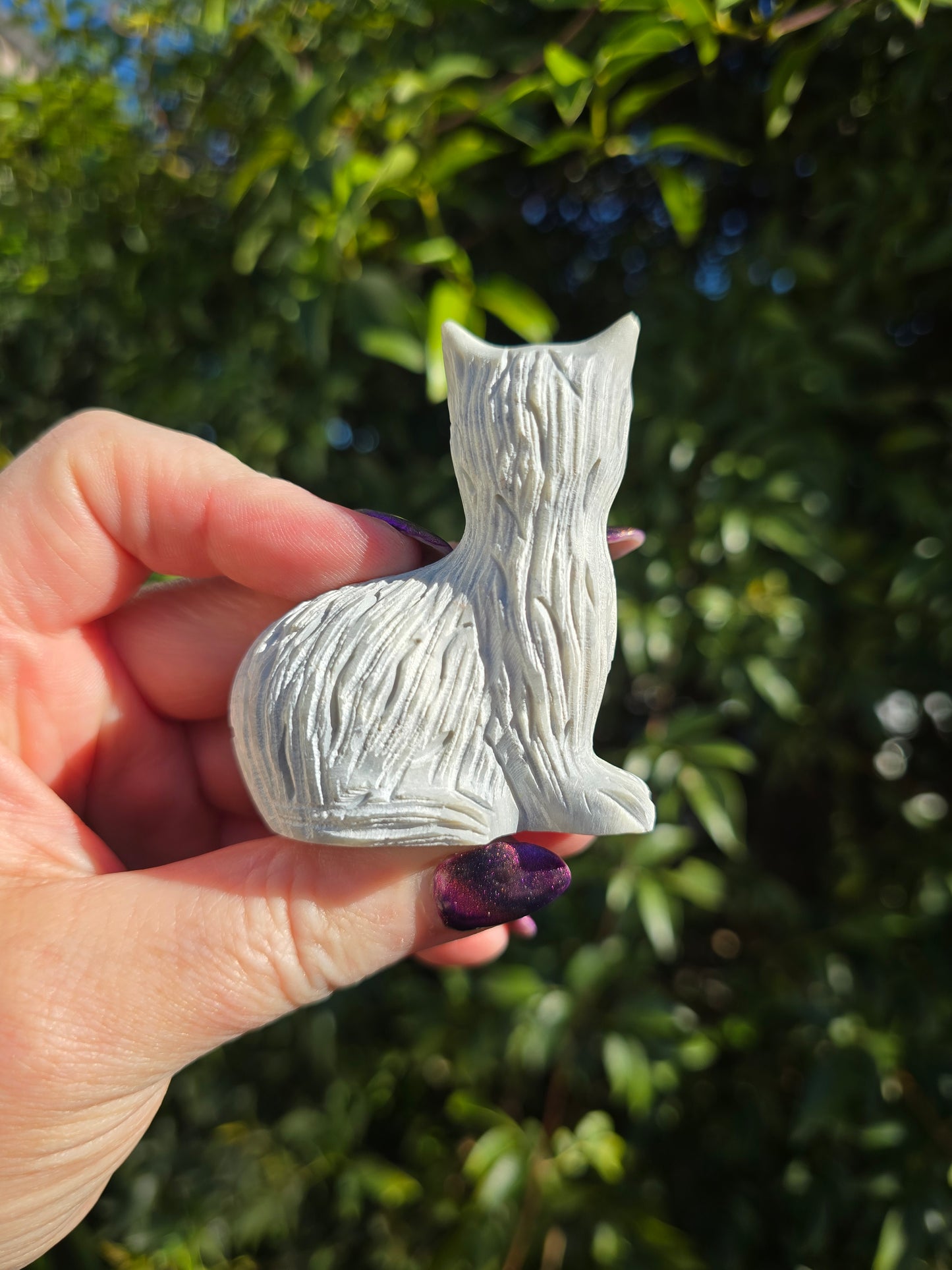 Soapstone White Cat Large