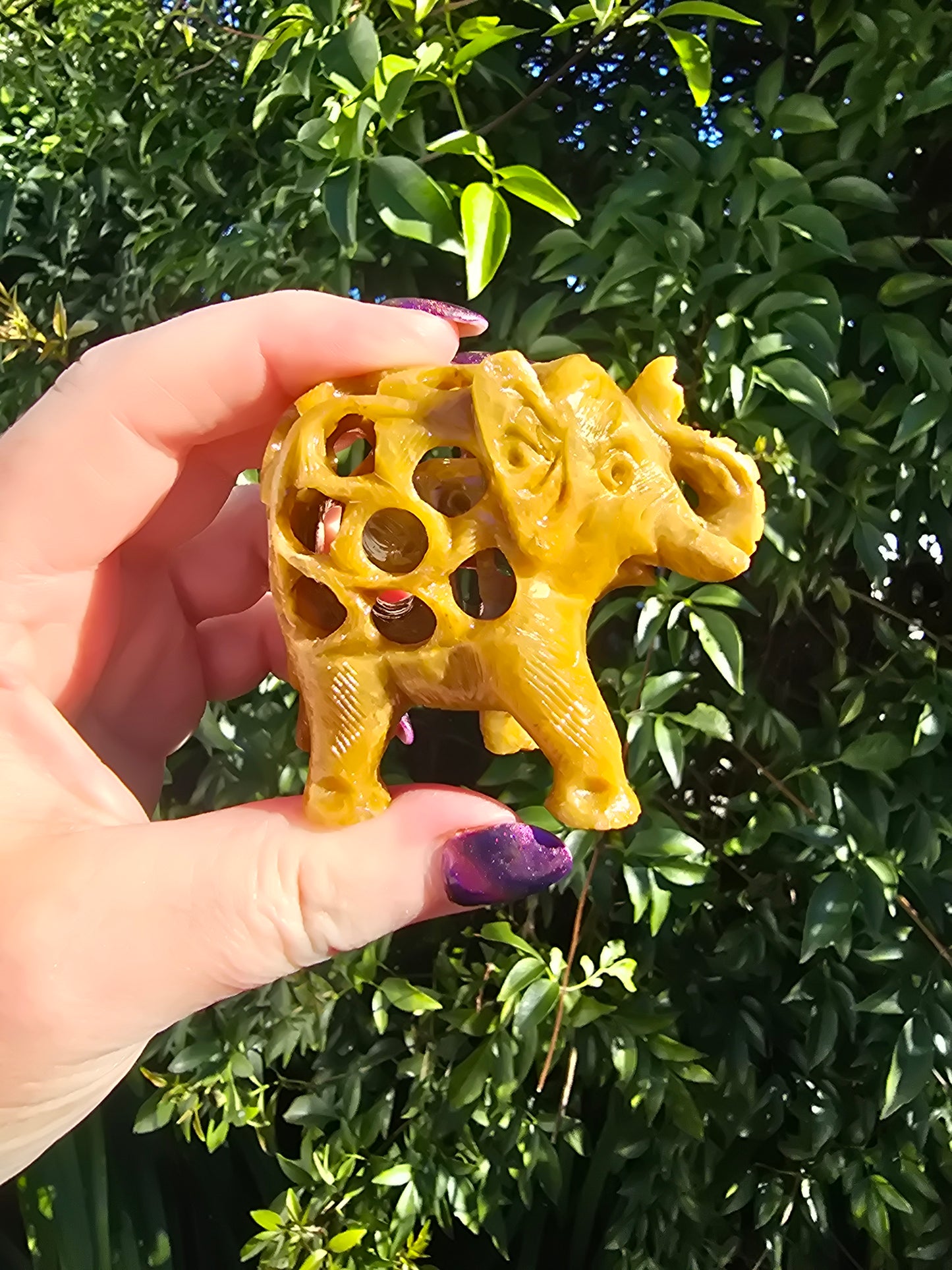 Soapstone Elephant with Baby Inside Small