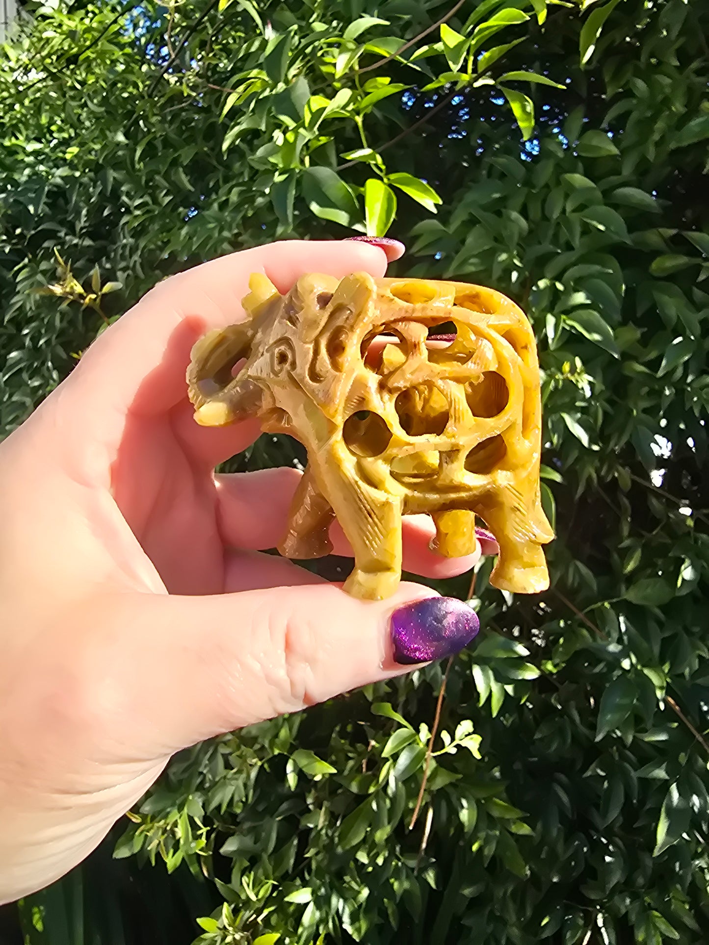 Soapstone Elephant with Baby Inside Small