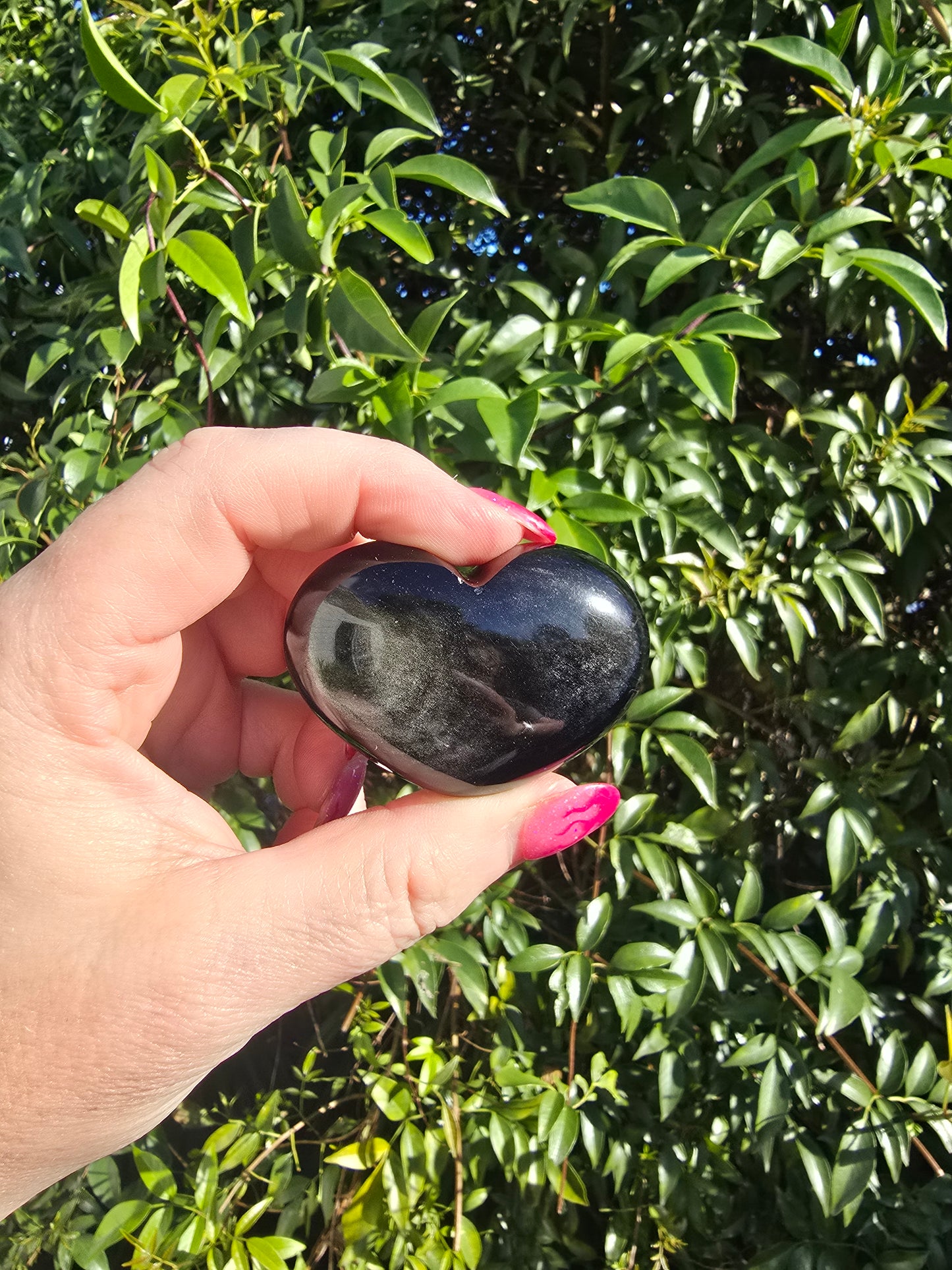 Silver Sheen Obsidian Heart A