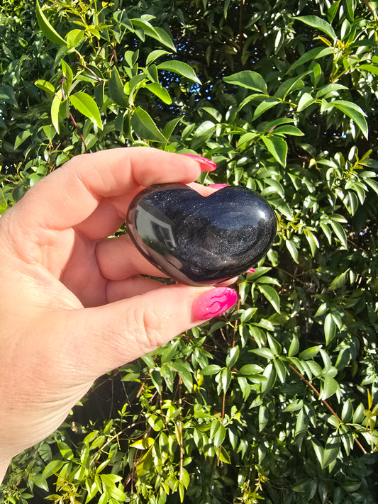Silver Sheen Obsidian Heart C