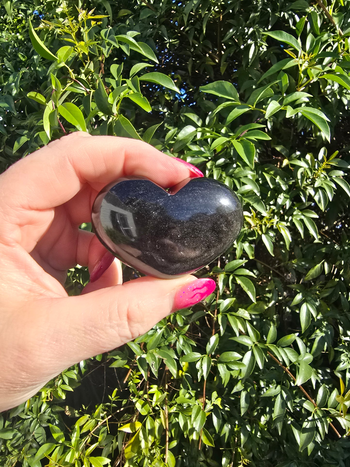 Silver Sheen Obsidian Heart C