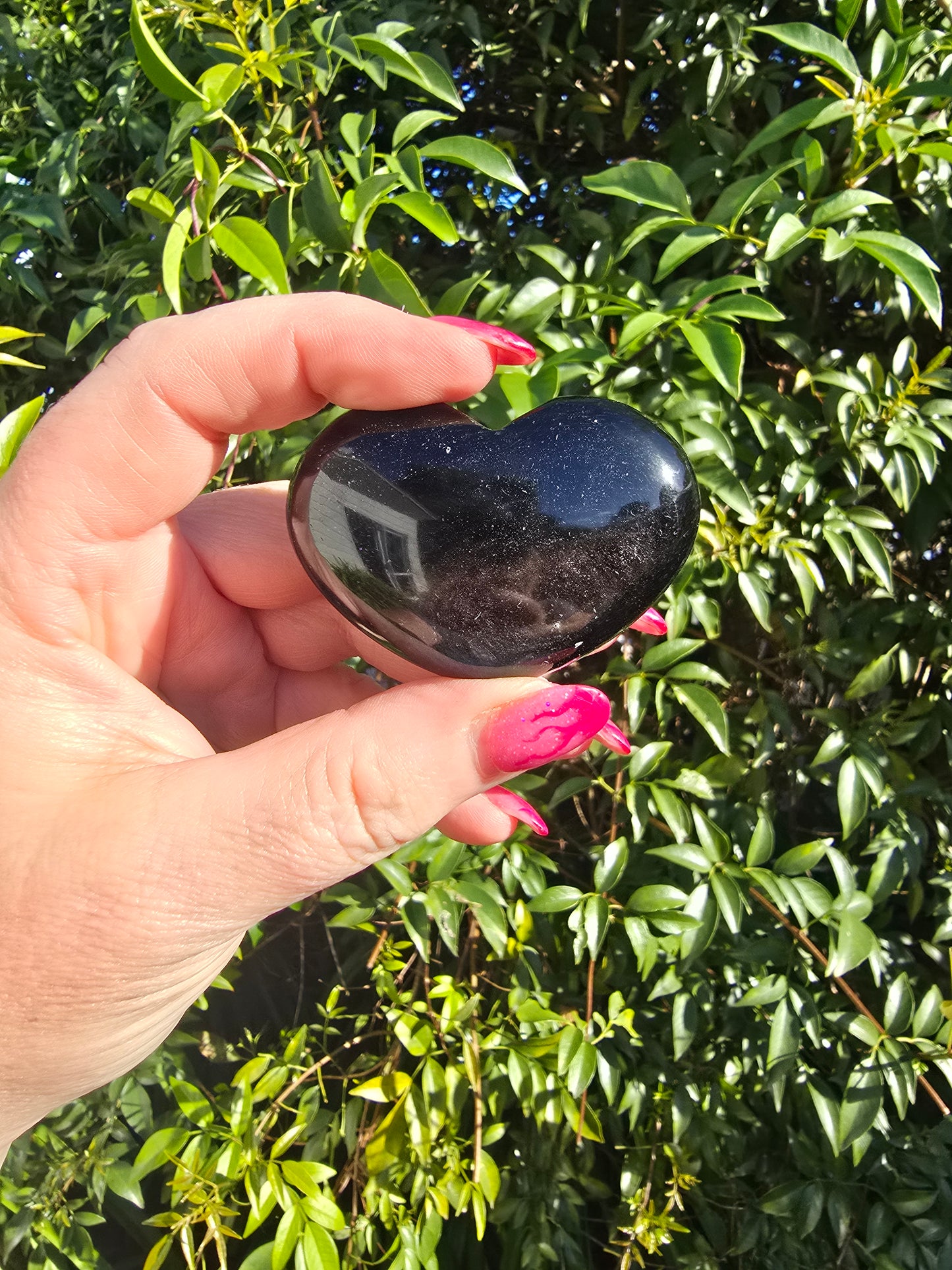 Silver Sheen Obsidian Heart D