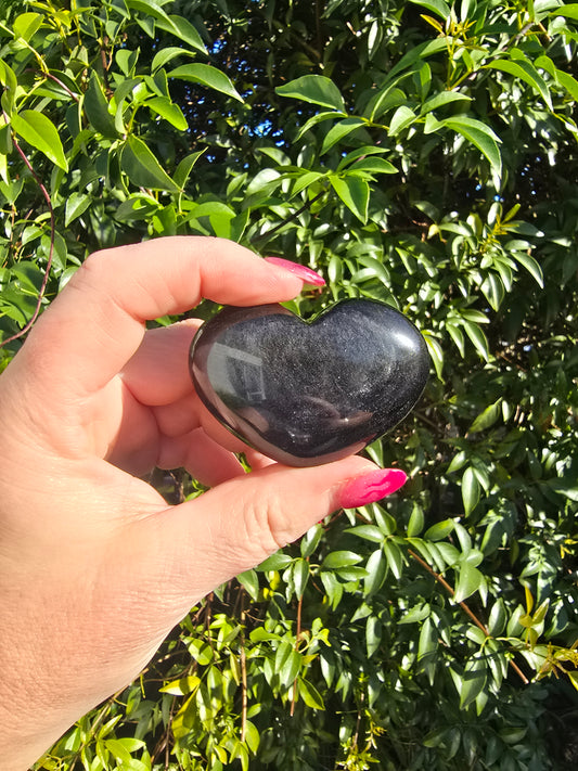 Silver Sheen Obsidian Heart F