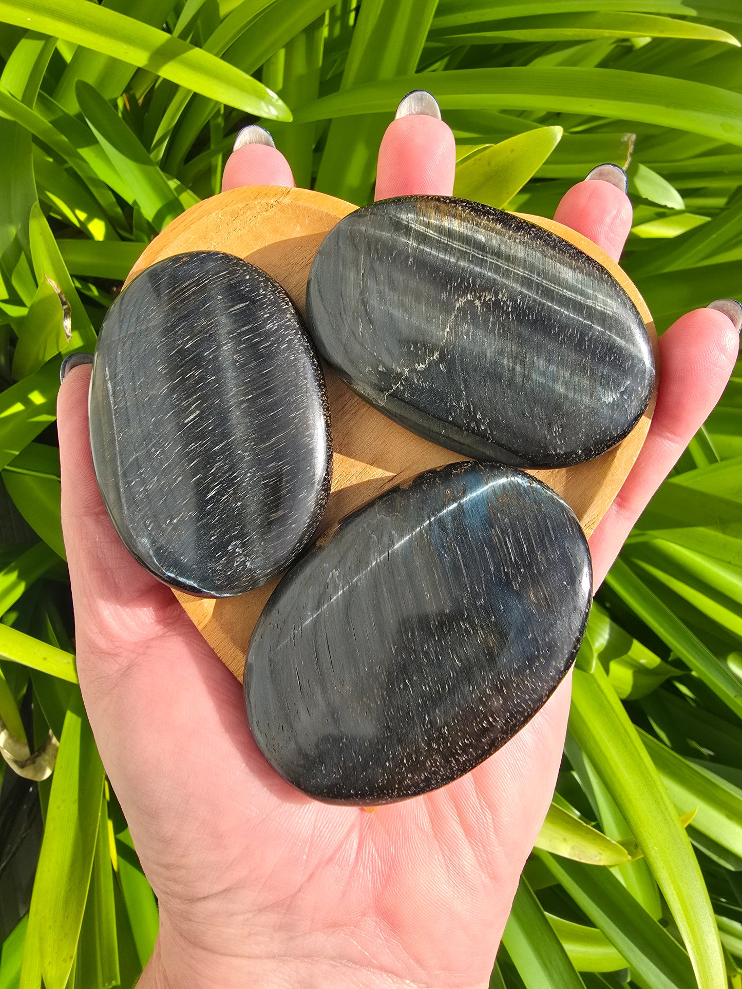 Blue Tigers Eye Palm Stone