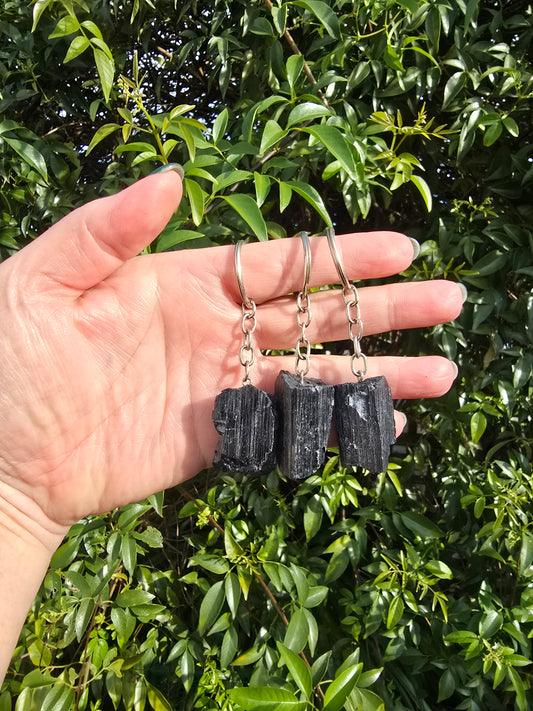 Black Tourmaline Rough Keyring