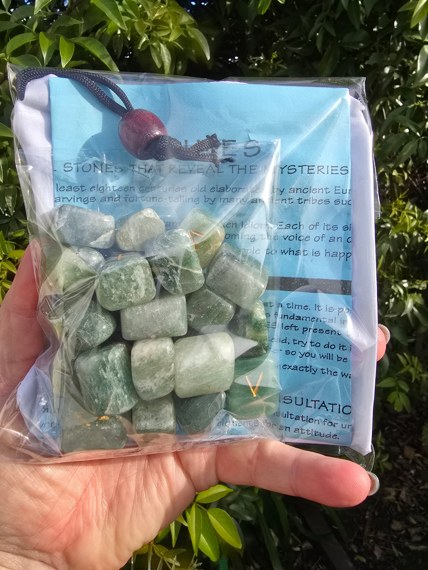 Green Aventurine Large Runes Set