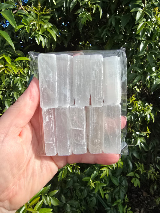 Selenite Rods Small Bulk Pack of 10 Rough Crystals Valued at $30