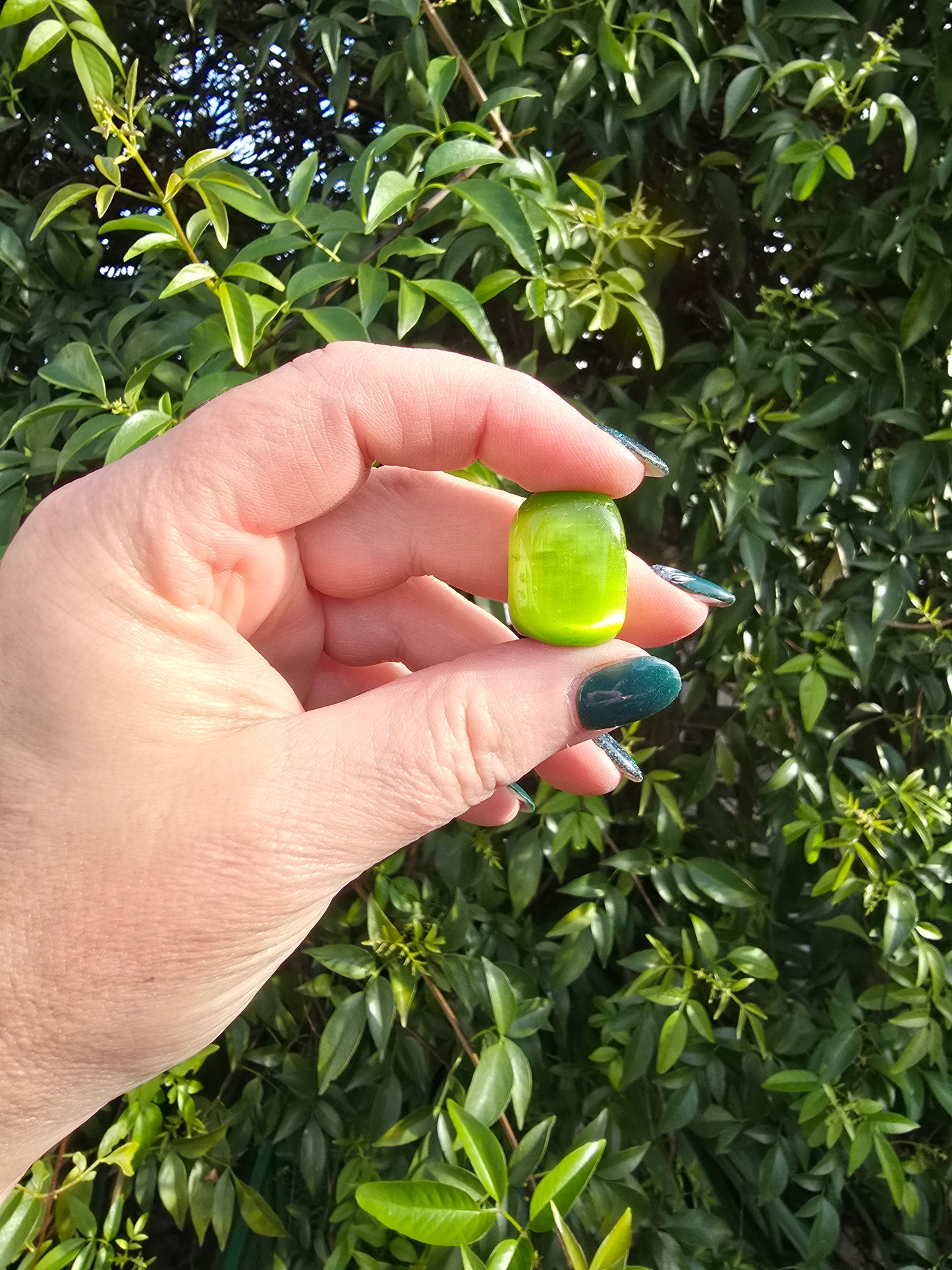 Green Cats Eye Tumbled Stone