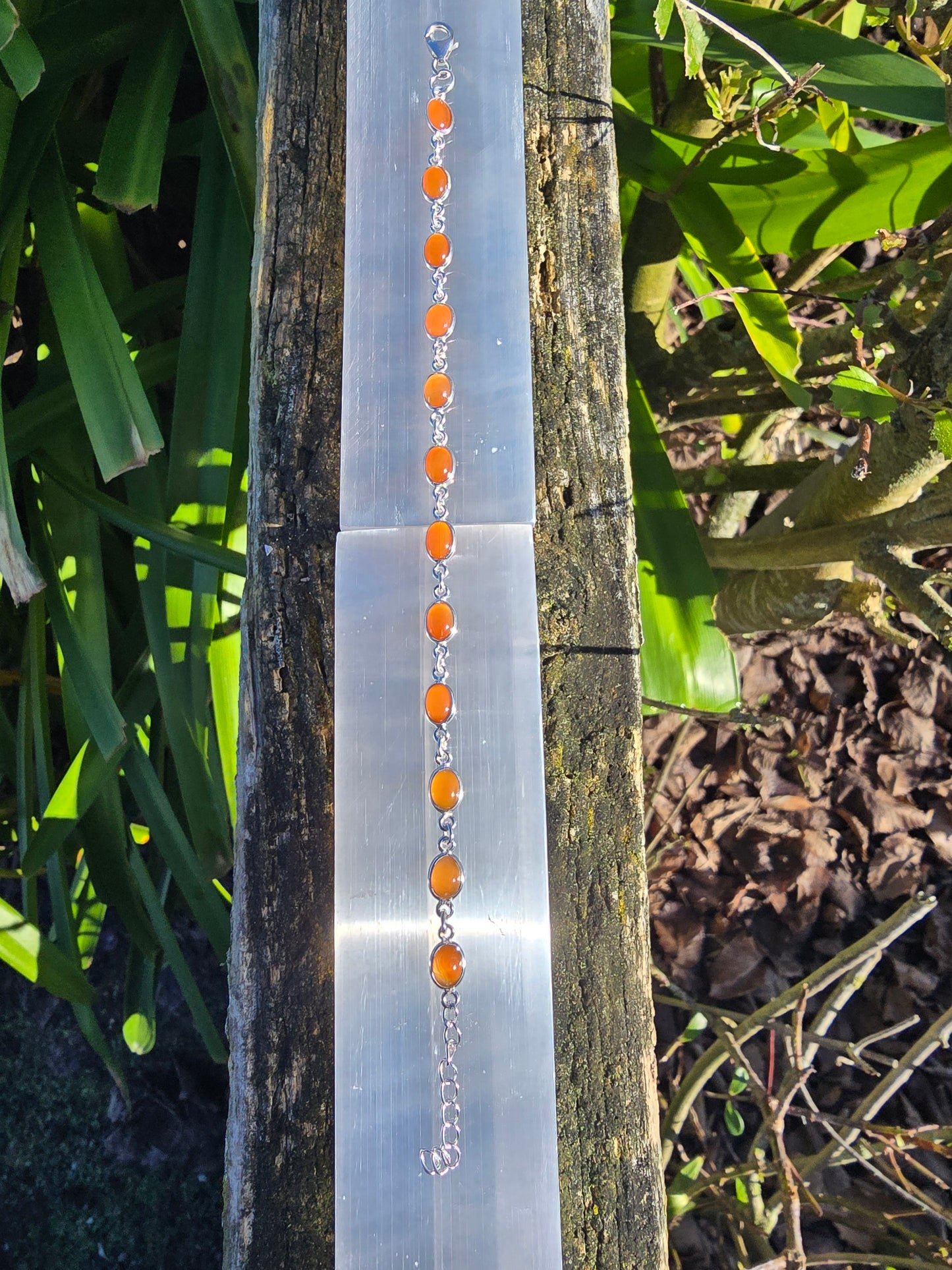 Carnelian Oval | Polished Sterling Silver Adjustable Bracelet A