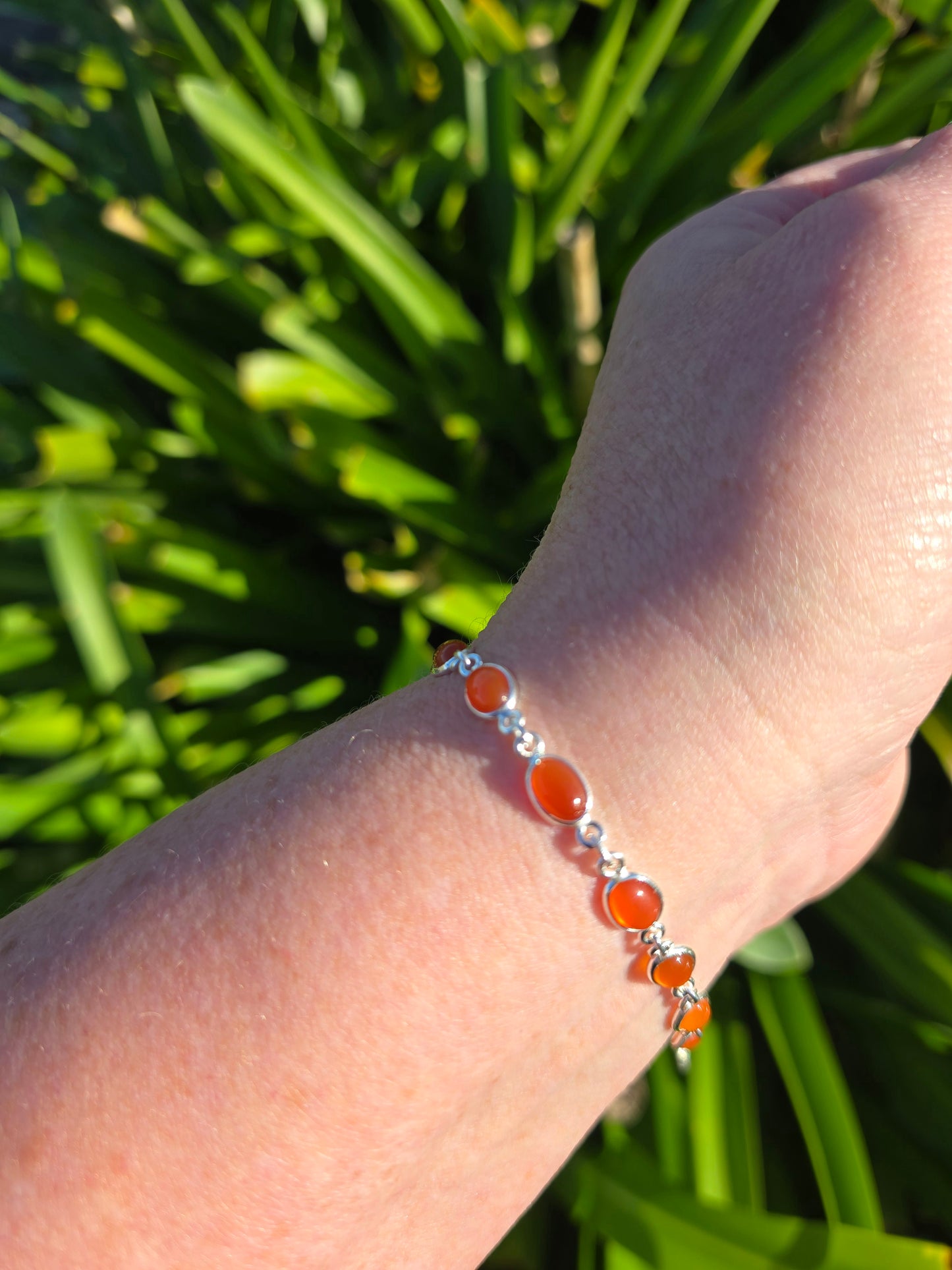 Carnelian Oval | Polished Sterling Silver Adjustable Bracelet A