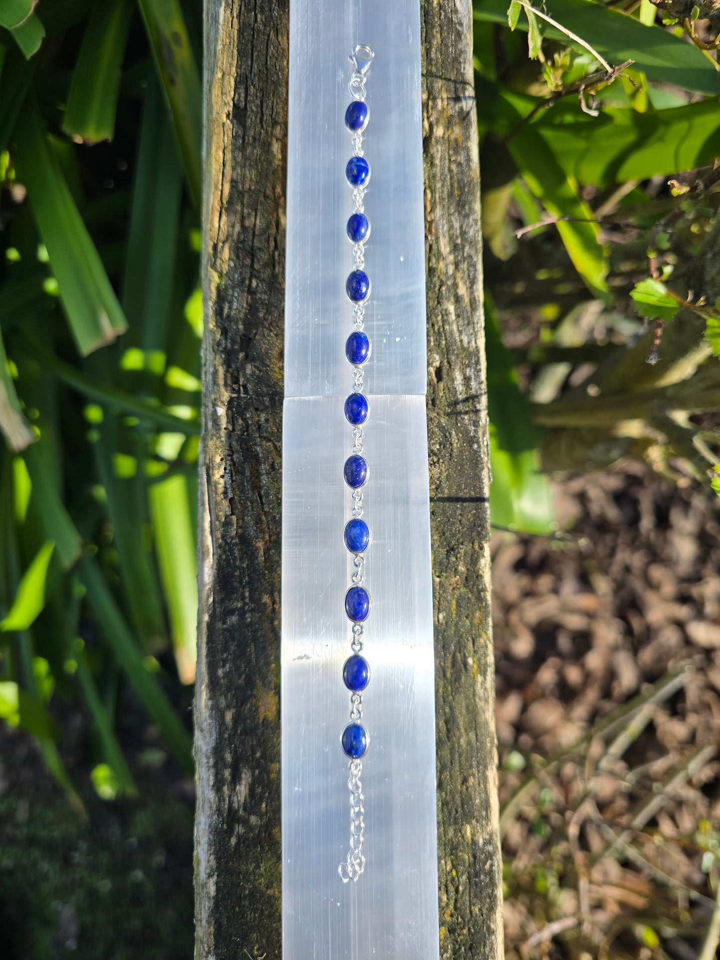 Lapis Lazuli Oval | Polished Sterling Silver Adjustable Bracelet E