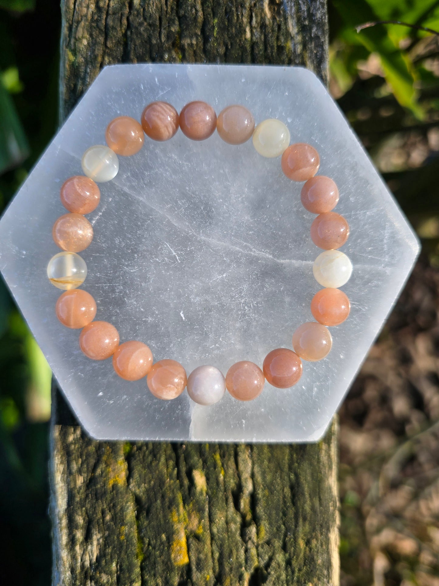 Mixed Moonstone | Round Bead Bracelet