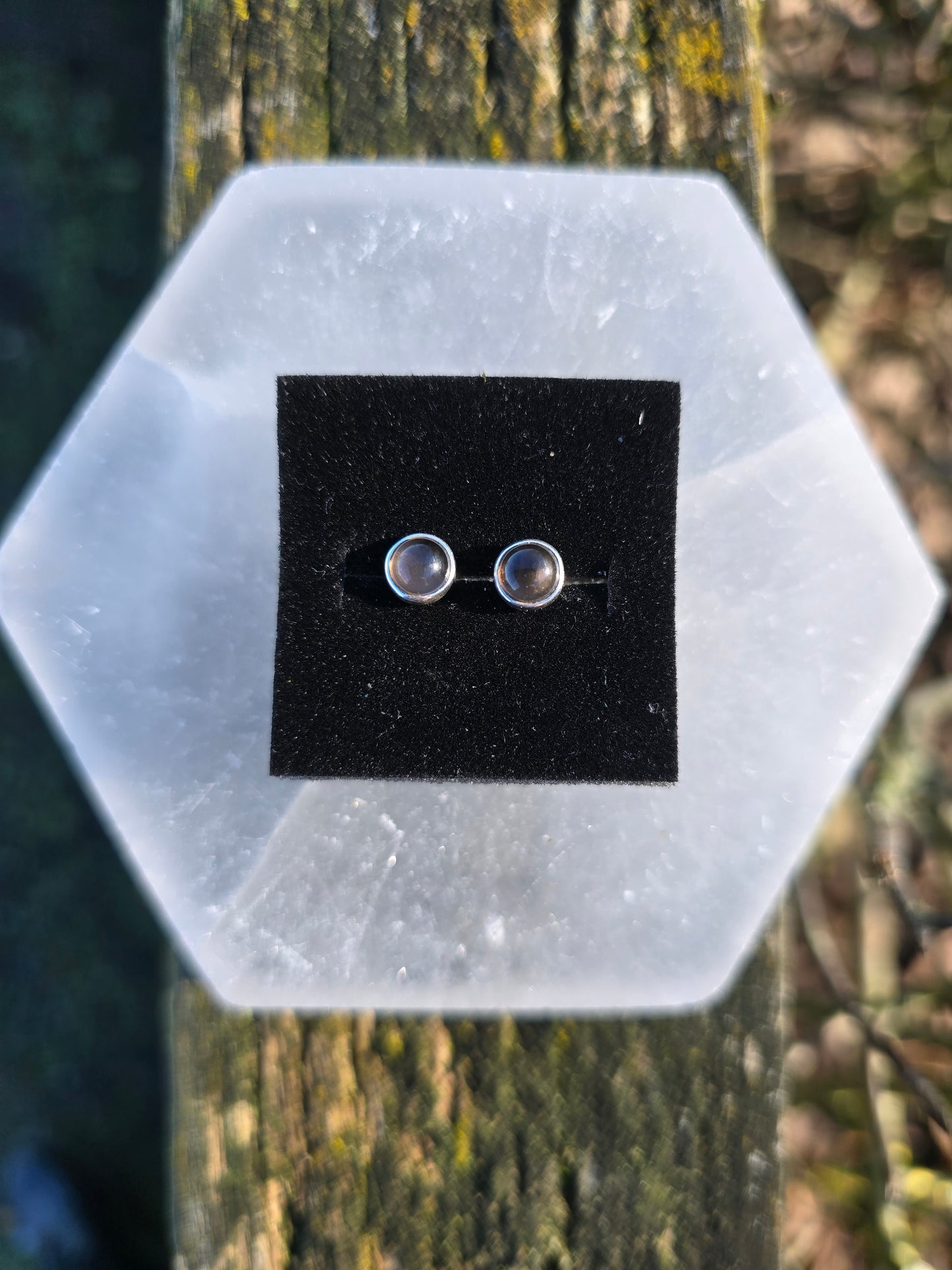 Smoky Quartz | Polished Sterling Silver Stud Earrings Round 6mm