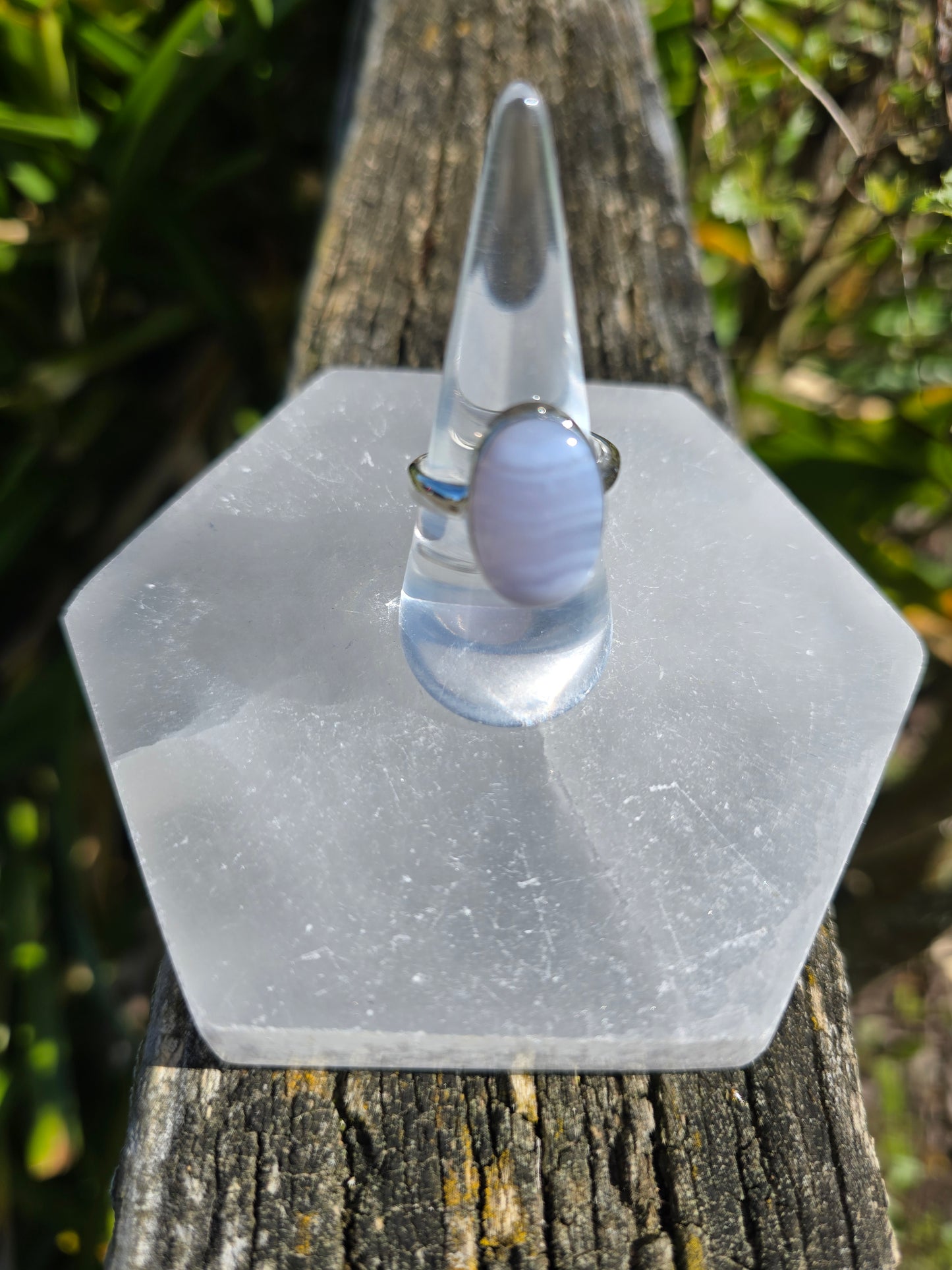 Blue Lace Agate | Polished Sterling Silver Adjustable Ring A