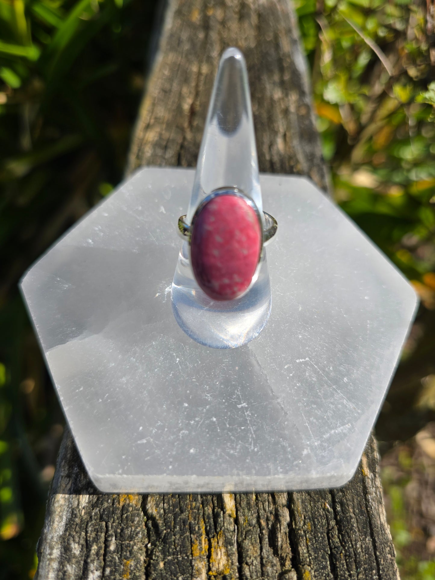 Pink Thulite | Polished Sterling Silver Adjustable Ring A