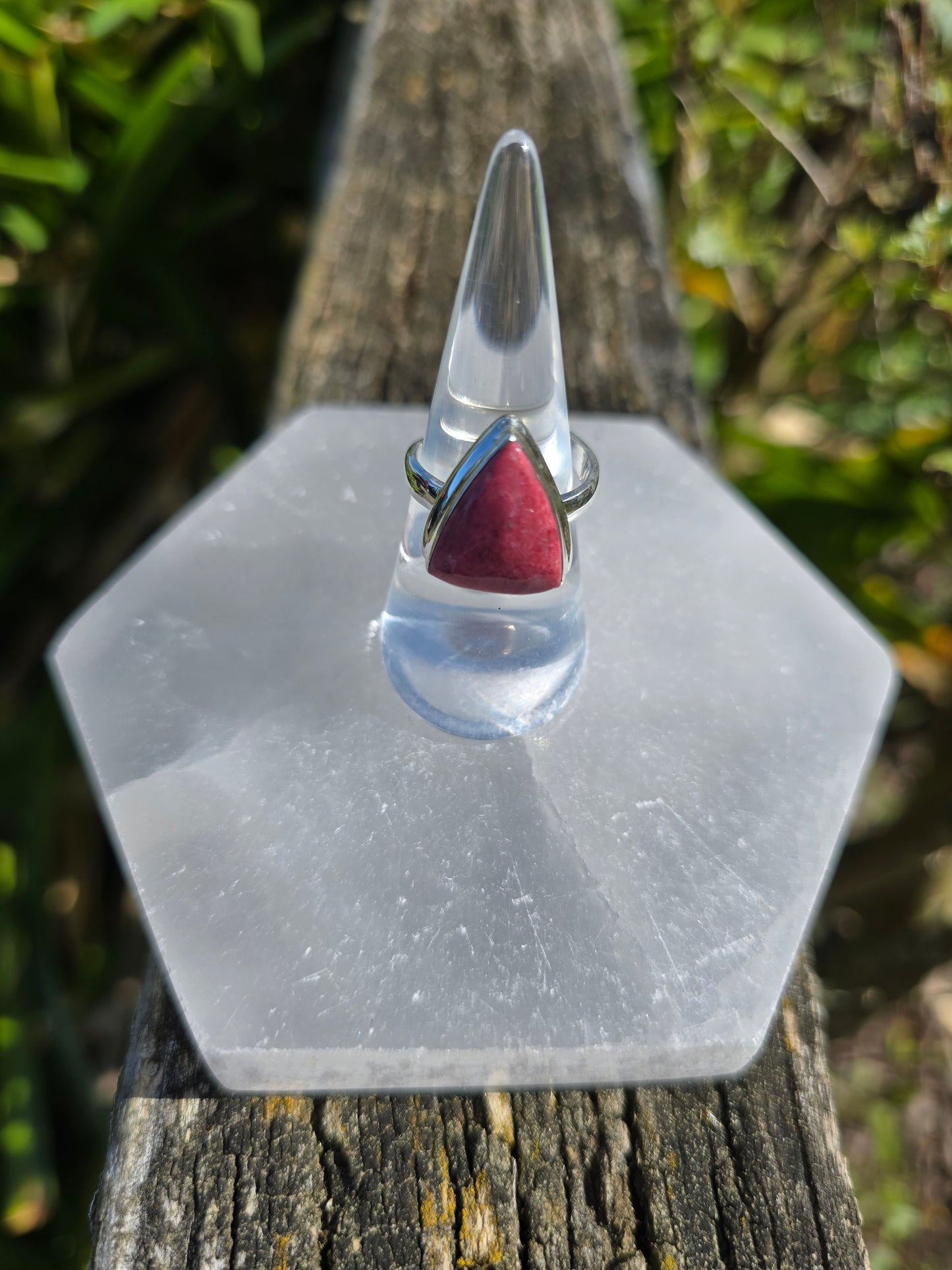 Pink Thulite | Polished Sterling Silver Adjustable Ring B