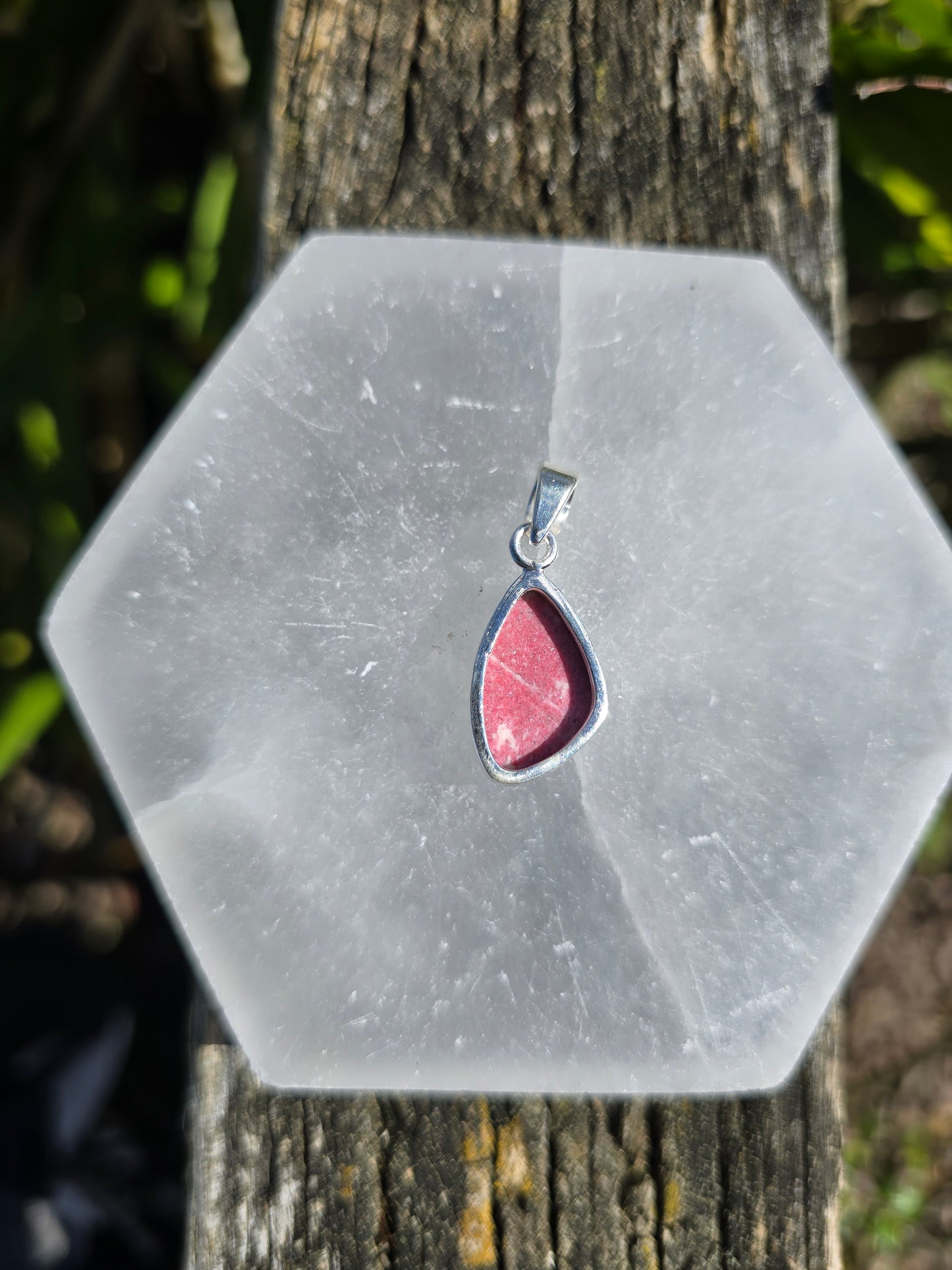 Pink Thulite | Polished Sterling Silver Pendant A