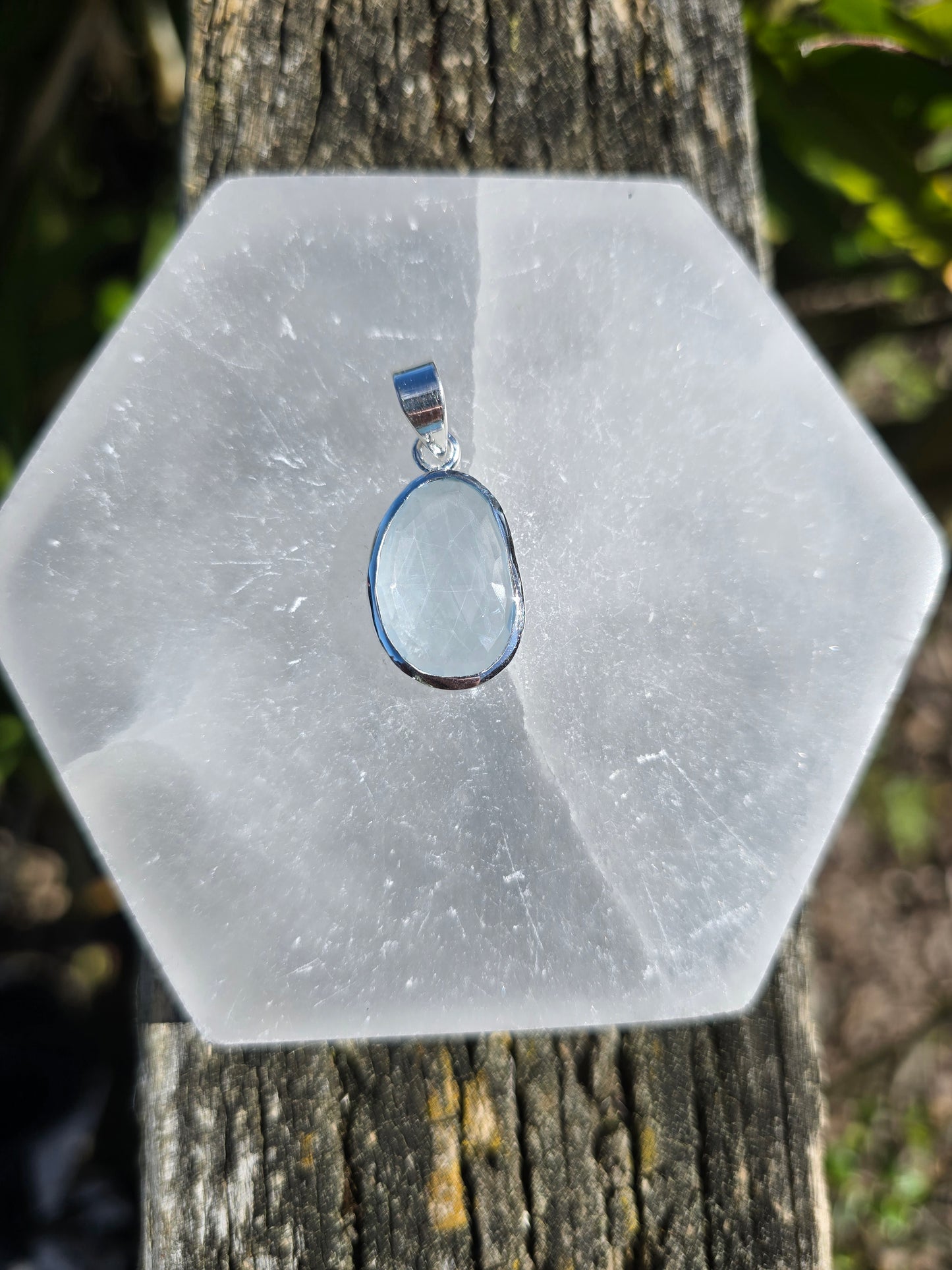 Blue Topaz | Rose Cut Sterling Silver Pendant F