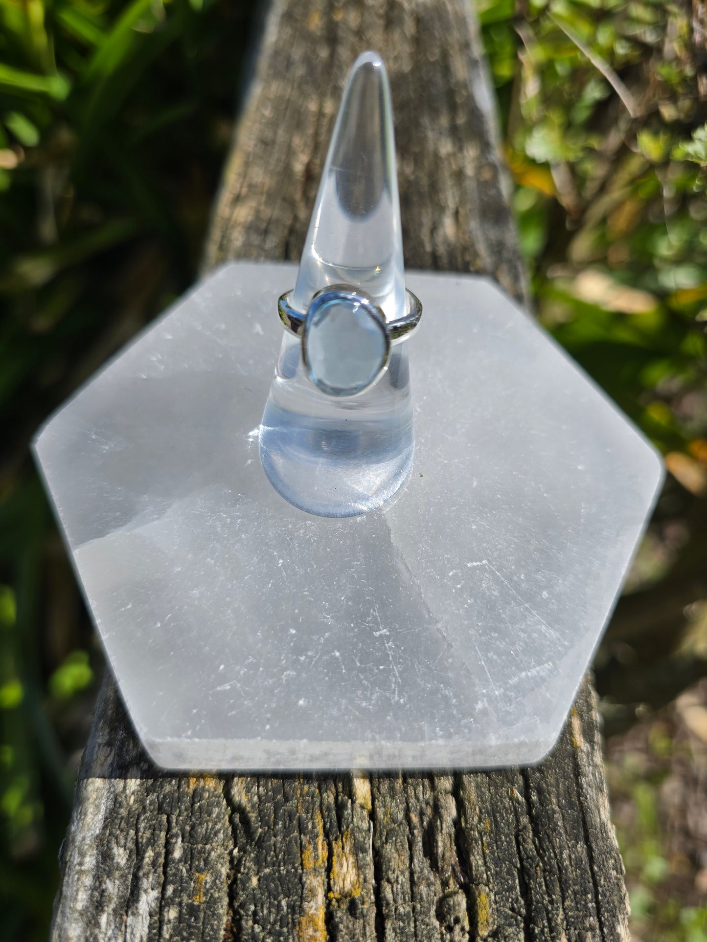Blue Topaz | Rose Cut Sterling Silver Adjustable Ring A
