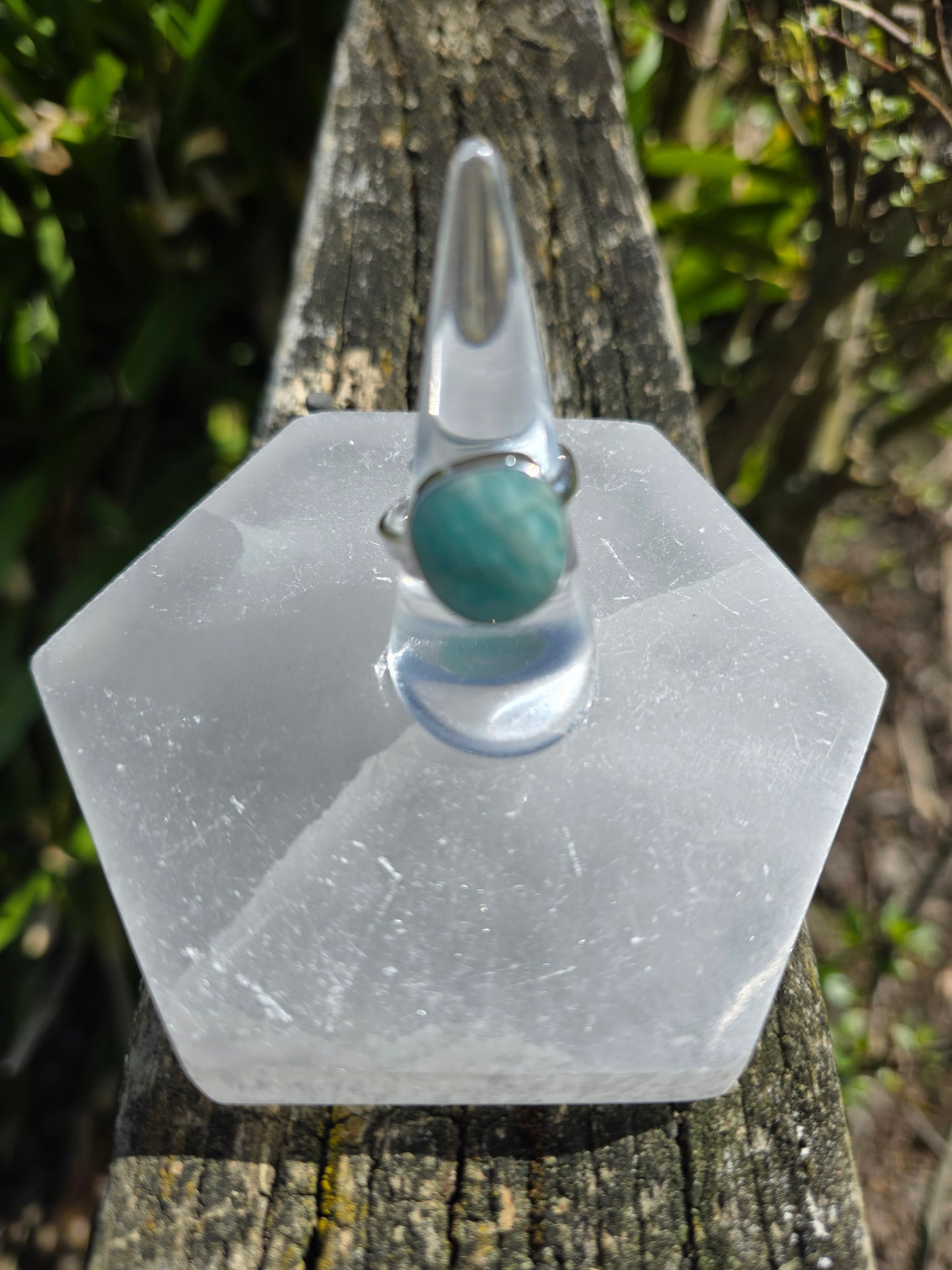 Amazonite | Rose Cut Sterling Silver Adjustable Ring A