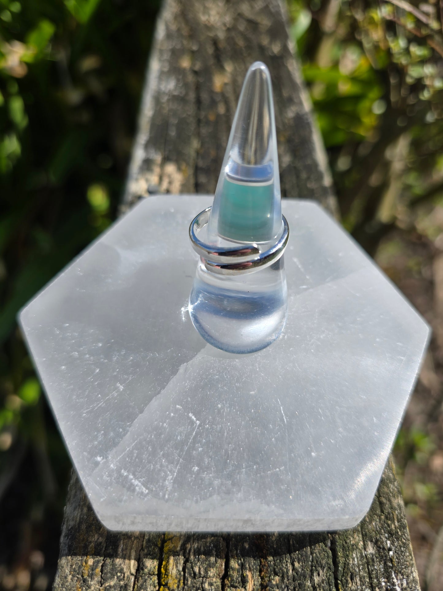 Amazonite | Rose Cut Sterling Silver Adjustable Ring A