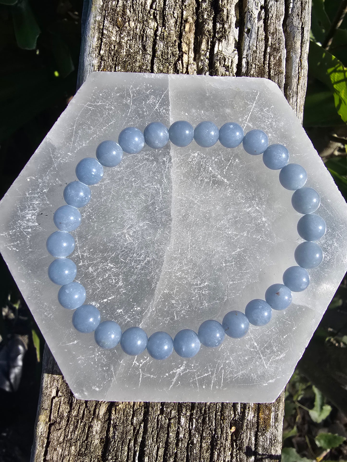 Angelite | Small round Bead Bracelet