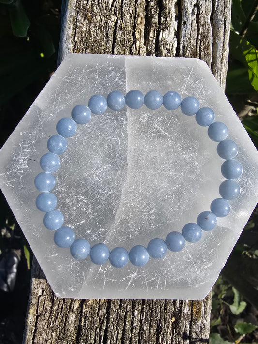 Angelite | Small round Bead Bracelet