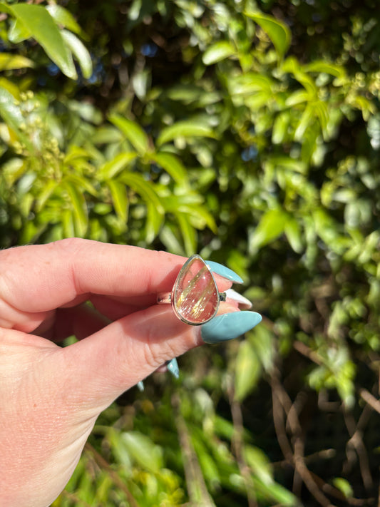 Golden Rutile | Polished Sterling Silver Adjustable Ring B