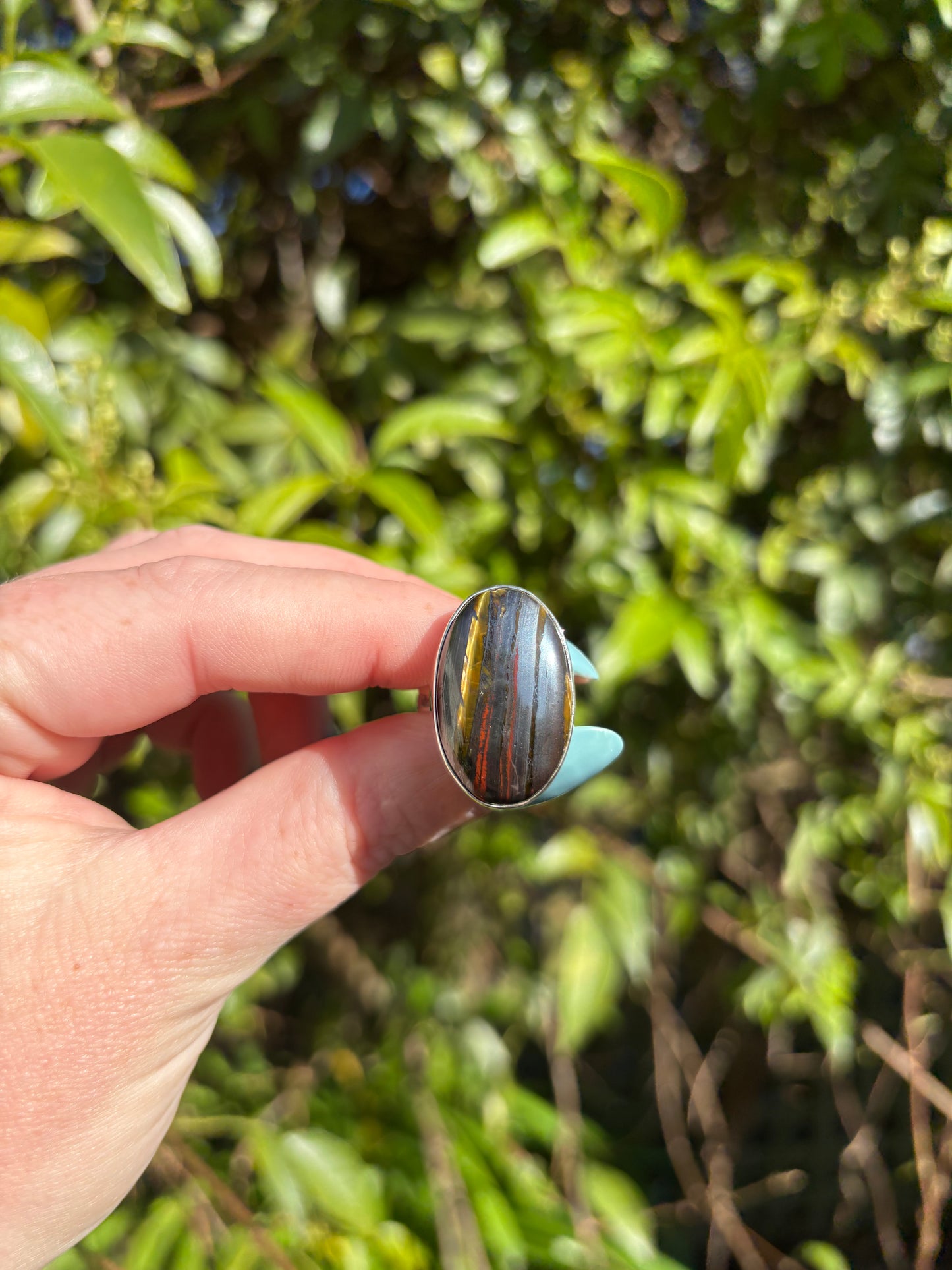 Tigers Iron | Polished Sterling Silver Adjustable Ring A